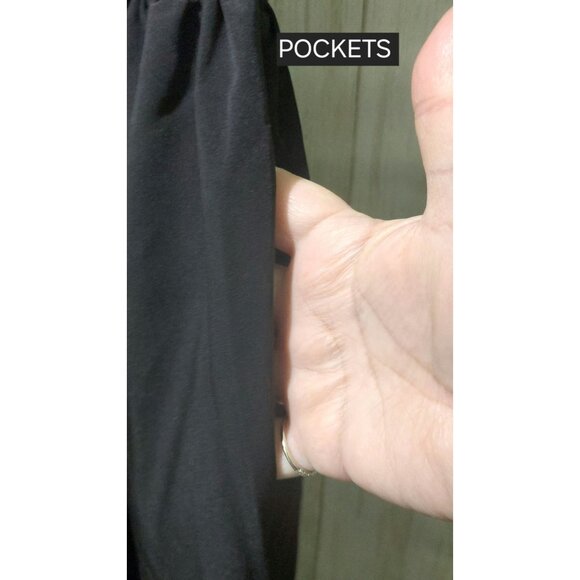 NWT Commense Black Maxi Dress Short Sleeves Size Medium~Stretch Top~Pockets - Picture 9 of 10